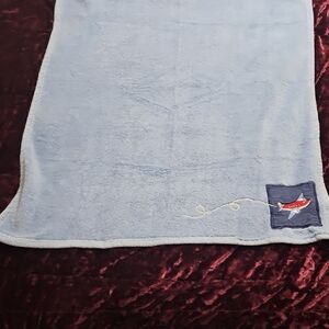 Blue Baby Blanket with Airplane Embroidery